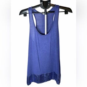 One Clothing Navy Blue Tank Top with Sequin Hem Large